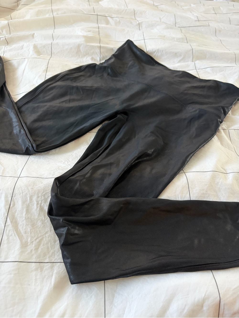 SPANX Black Faux Leather “Pleather” Leggings